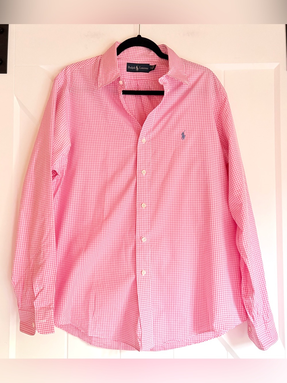 Ralph Lauren Pink Gingham Button Down Shirt Size L Men’s
